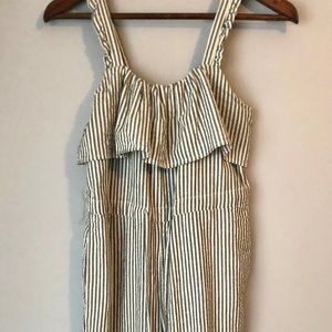 Zara White and Green Jumpsuit